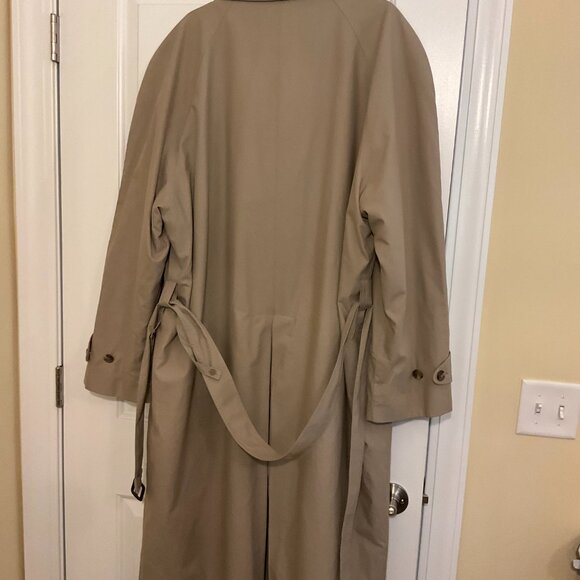 Jos A Bank Men’s 46L Trench Coat Beige Long Removable Plaid Wool Blend Liner - Picture 6 of 9